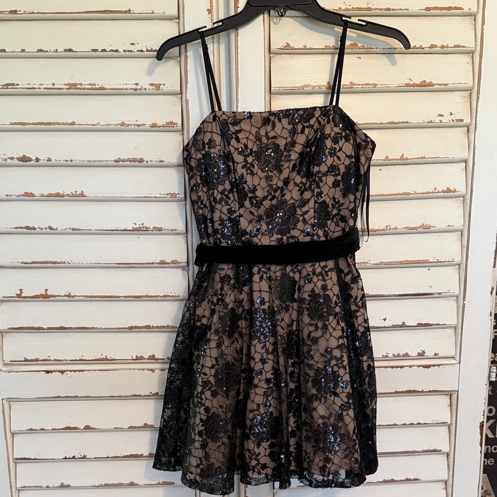 Elegant Black Lace Womens Dress Size 5/6 Perfect For A Holiday Event!